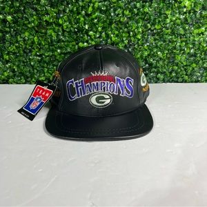 Green Bay packers leather Super Bowl champions hat